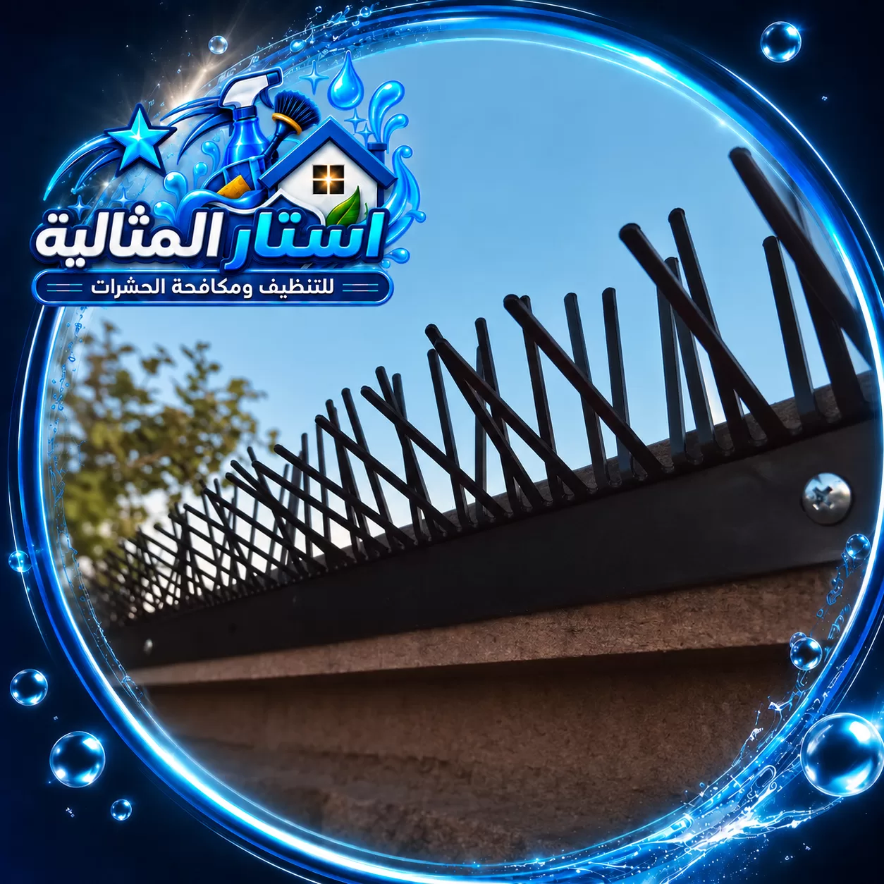 أشواك على حافة خارجية نفذتها شركة تركيب طارد حمام بالخبر