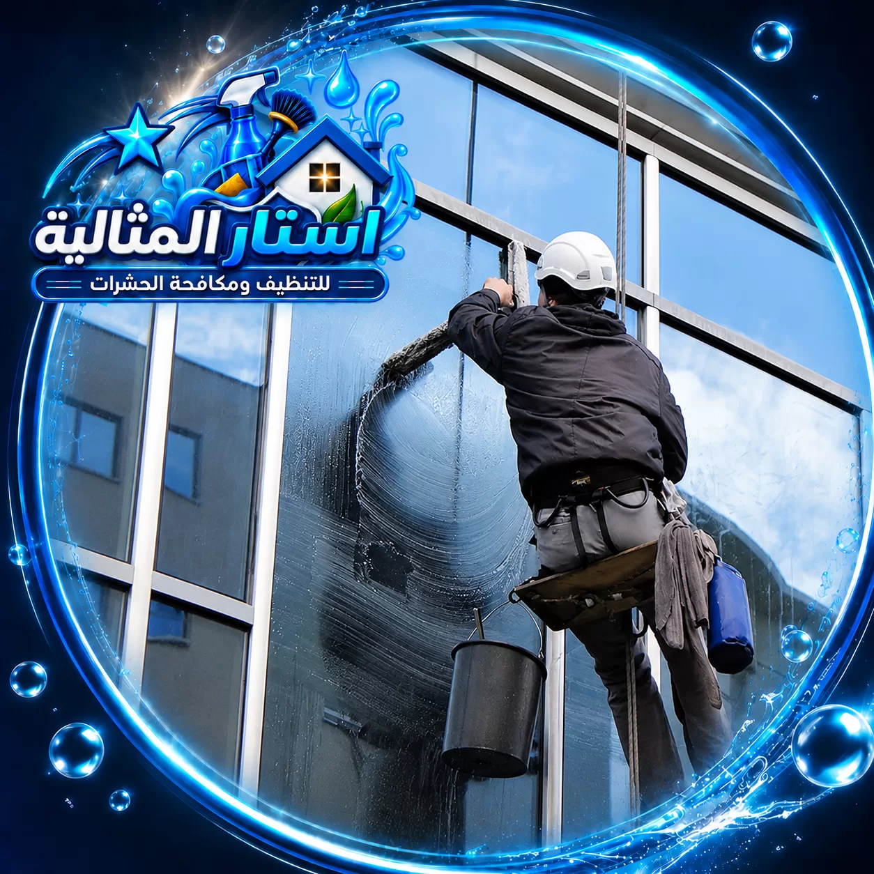 تواصل مع شركة استار المثالية لتنظيف واجهات الفلل على 0562185880 glass polishing service dammam 1